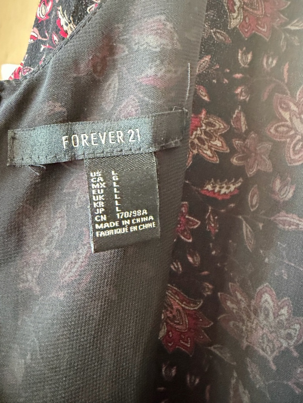 Forever 21 Floral Mini Dress Black Red Fit & Flare Size Large - Picture 6 of 6